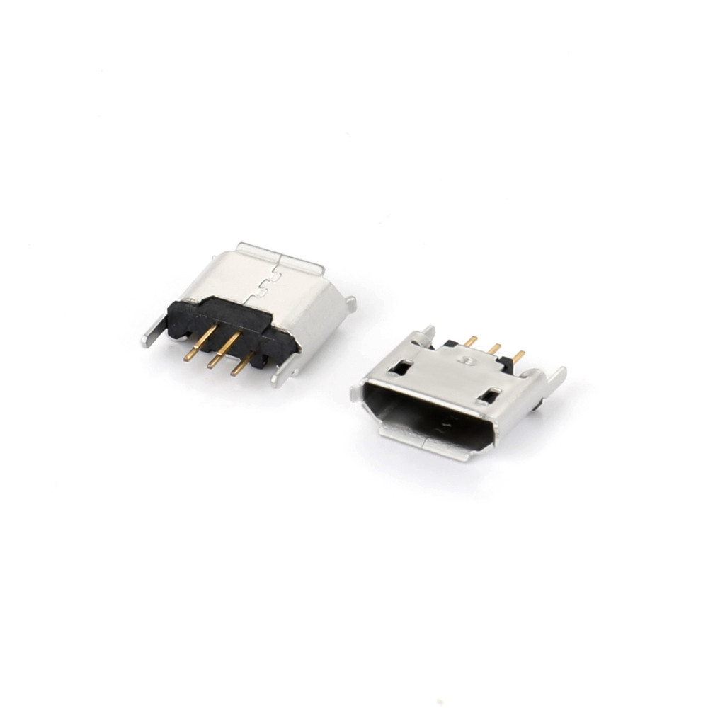 MICRO USB 5F B型180度插板脚长2.0有卷边