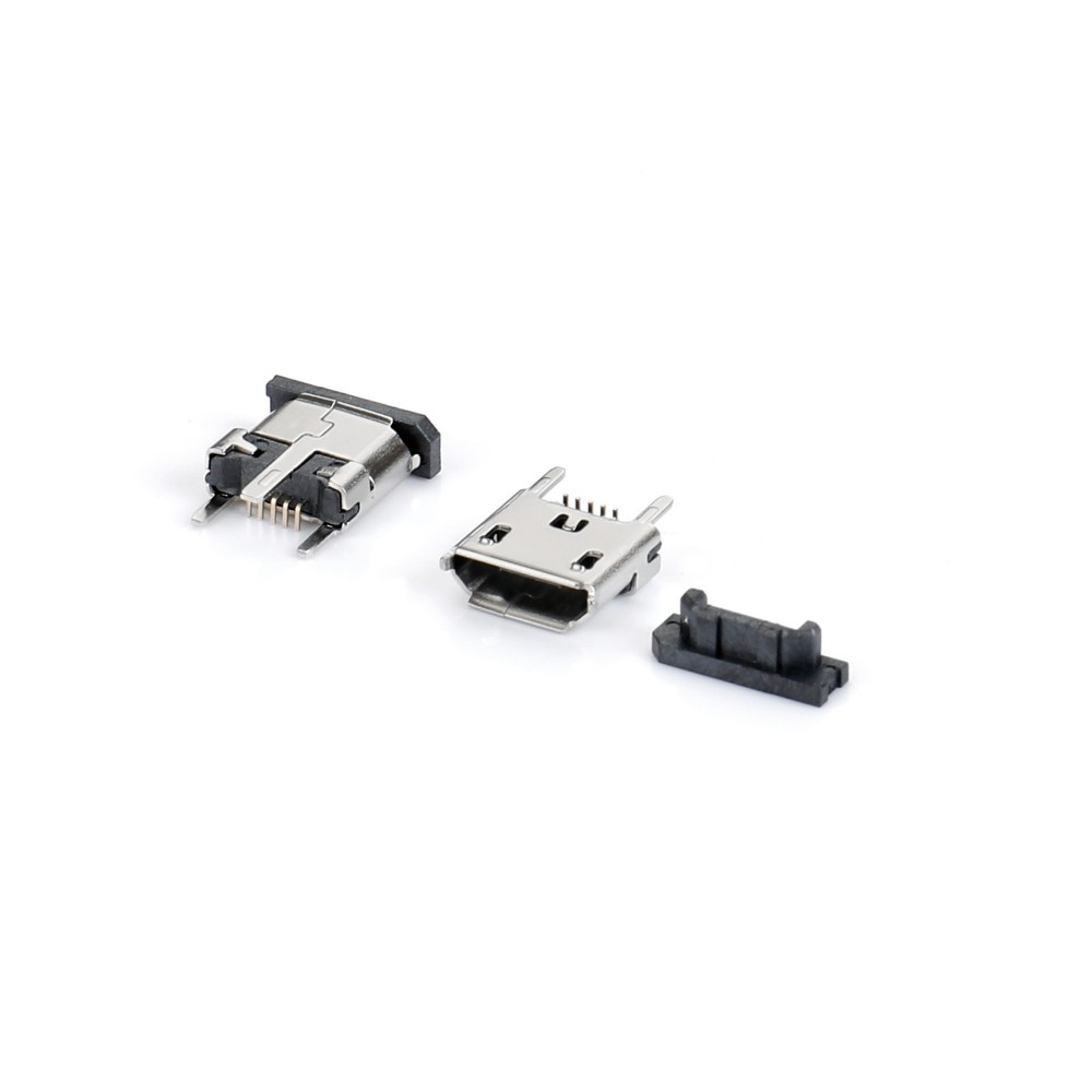 04BL-8138   Micro USB 5F 180度立贴 三脚DIP有卷边 L6.3