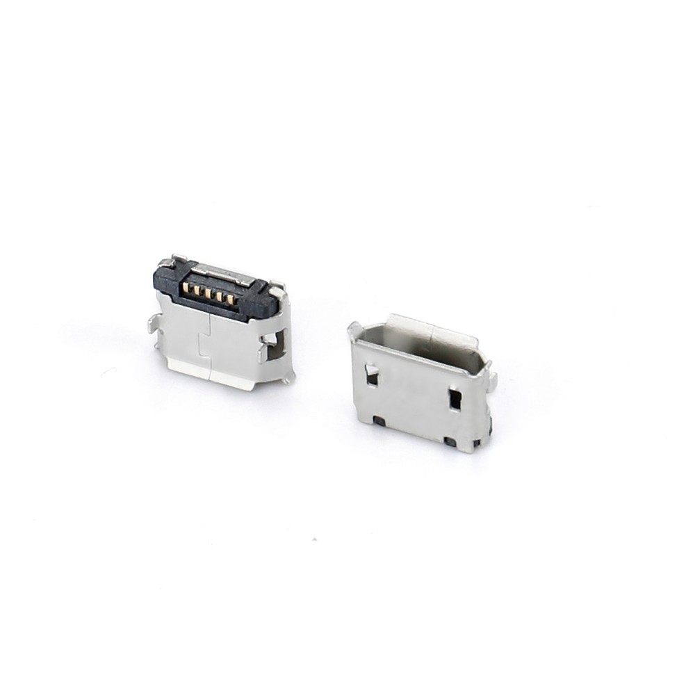 04BO-1803-0   Micro USB 5F SMT B型90度插板两脚6.40脚高0.8短针不带焊盘无柱有卷边
