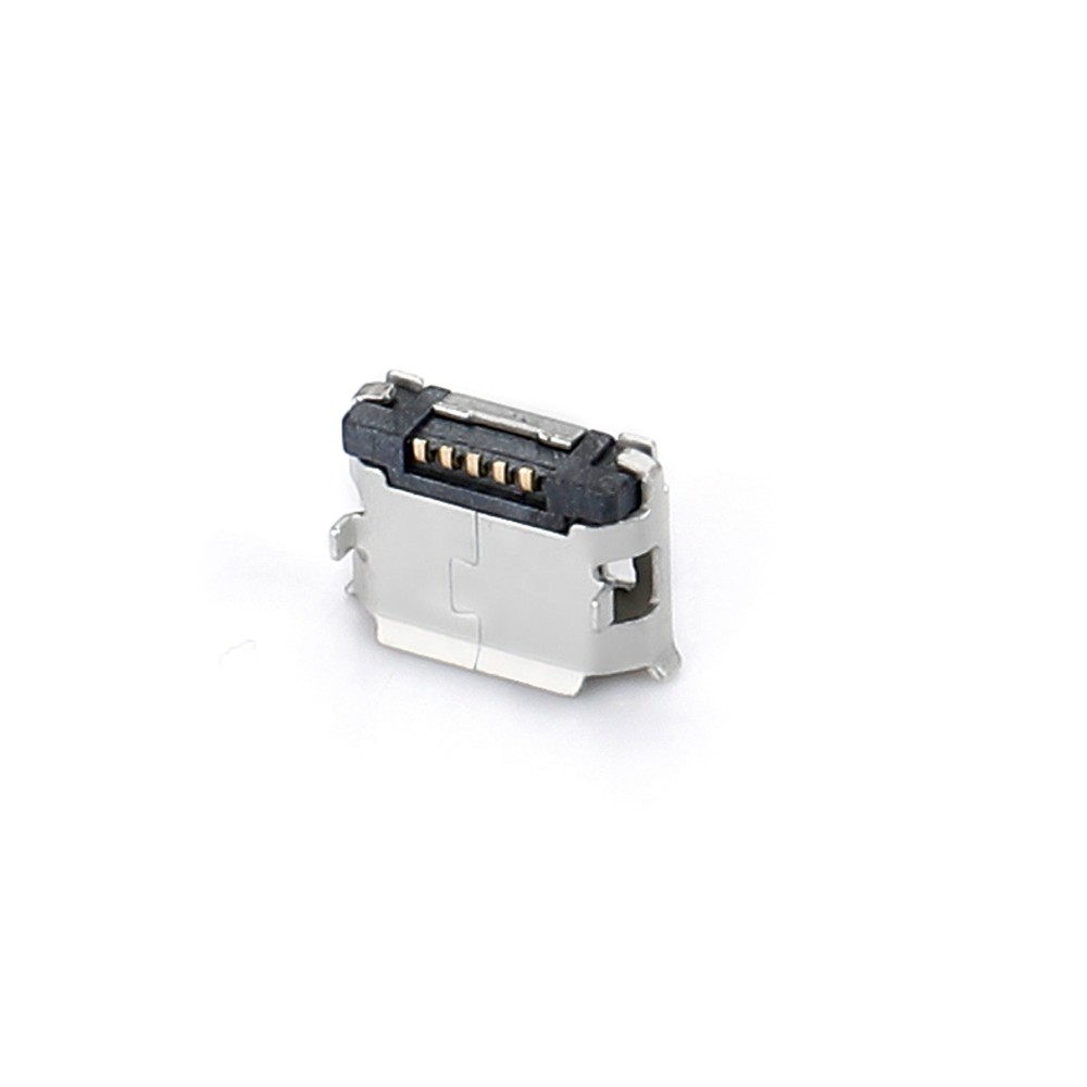 04BO-1803-0   Micro USB 5F SMT B型90度插板两脚6.40脚高0.8短针不带焊盘无柱有卷边