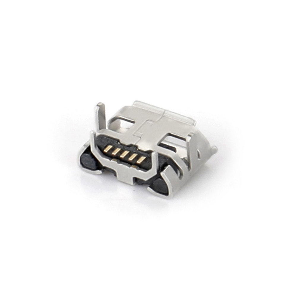 04BO-1804-0   Micro USB 5F SMT B型四脚插板牛角型7.2-4.85脚长1.20短针无柱有卷边