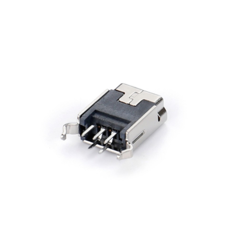 02BS-1102 MINI USB 5F 180度 DIP B型两脚插板弯脚端子外露2.1