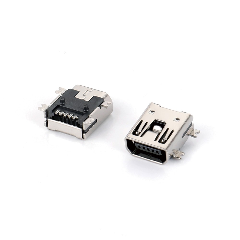 02OT-1103 MINI USB 5F SMT AB型四脚全贴 双卡点 有柱
