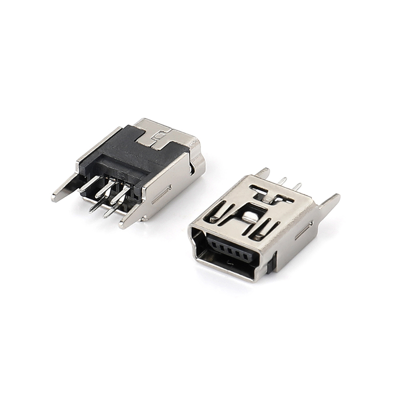02BS-1101 MINI USB 5F 180度 DIP B型两脚插板直尖脚端子外露2.1