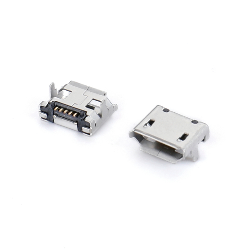 04BT-8145   Micro USB 5F B型 SMT 两脚插板7.2 脚高1.1 加焊盘有柱有卷边