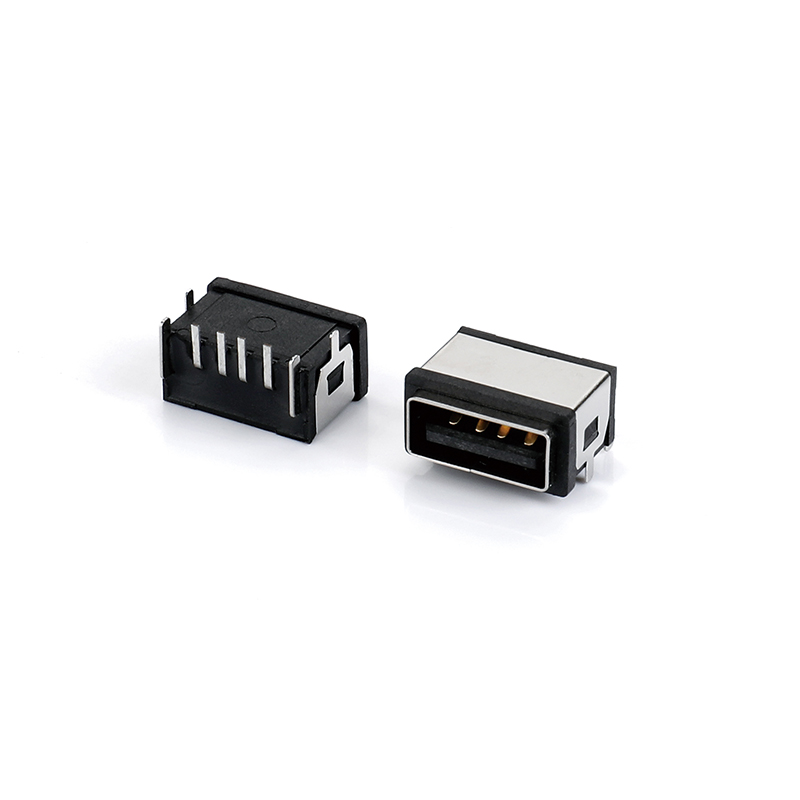01AR-1615-WPF USB AF 90度DIP 反向电路 卧式防水IPX8 配防水圈 板上四脚DIP型