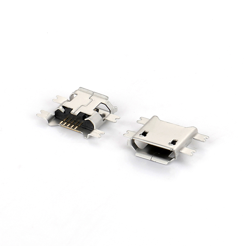 04BT-1807 Micro USB 5F SMT B type four-legged full-sticking broken plate 1.17 with crimping.