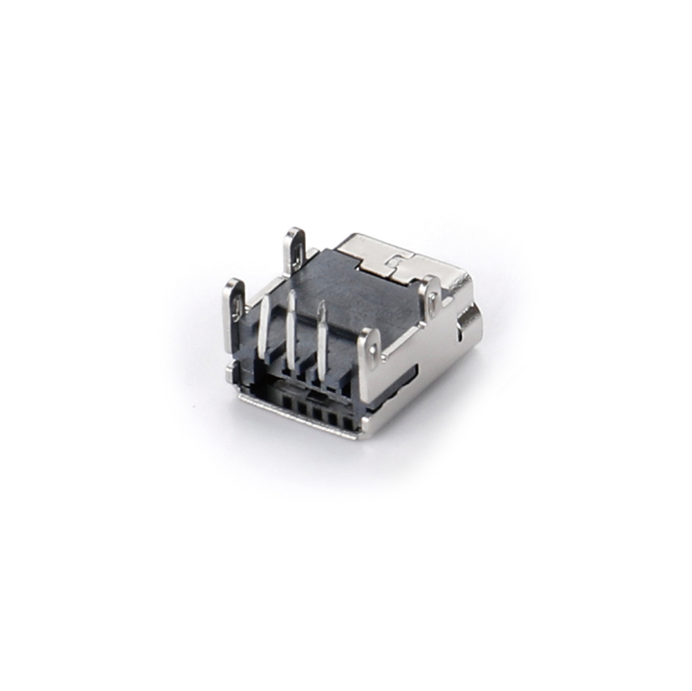 02BR-1101 MINI USB 5F 90 degree DIP B-type four pin plug-in board with dot T-type card point H5.8