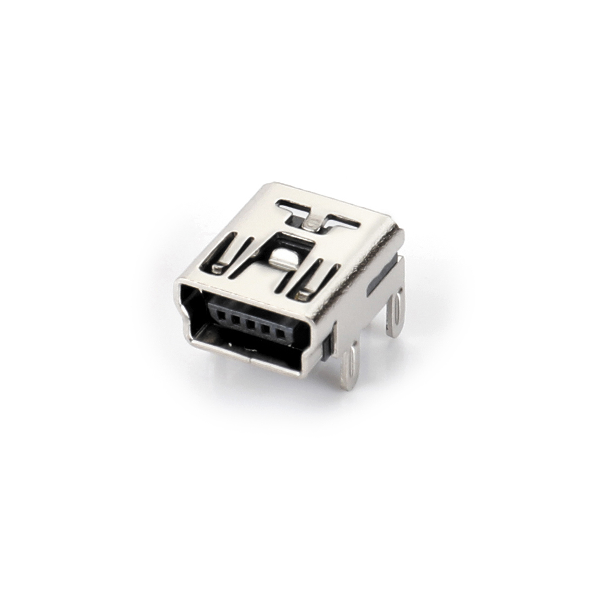 02BR-1106 MINI USB 5F 90 degree DIP B-type four leg extension with dot T-type card point H6.8