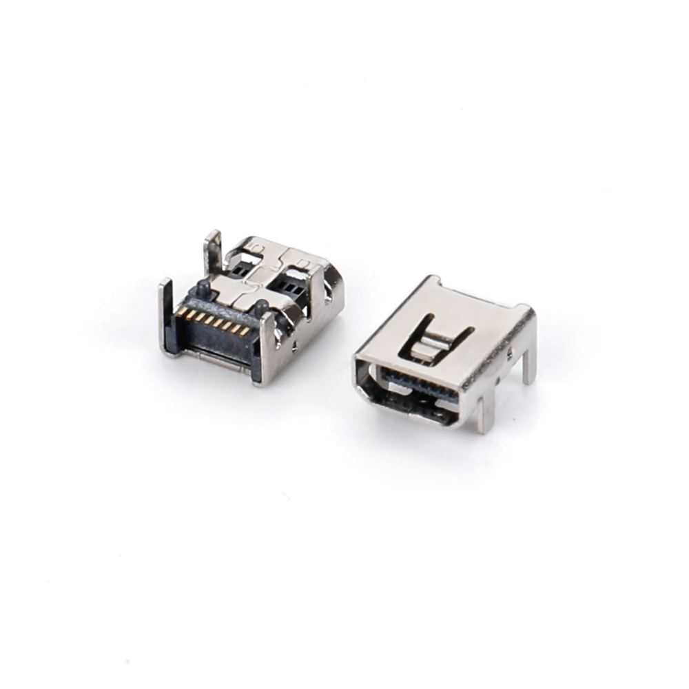 028R-0412 MINI USB 8F SMT 90 degree four pin plug-in board with column H3.85 (double chamfered)