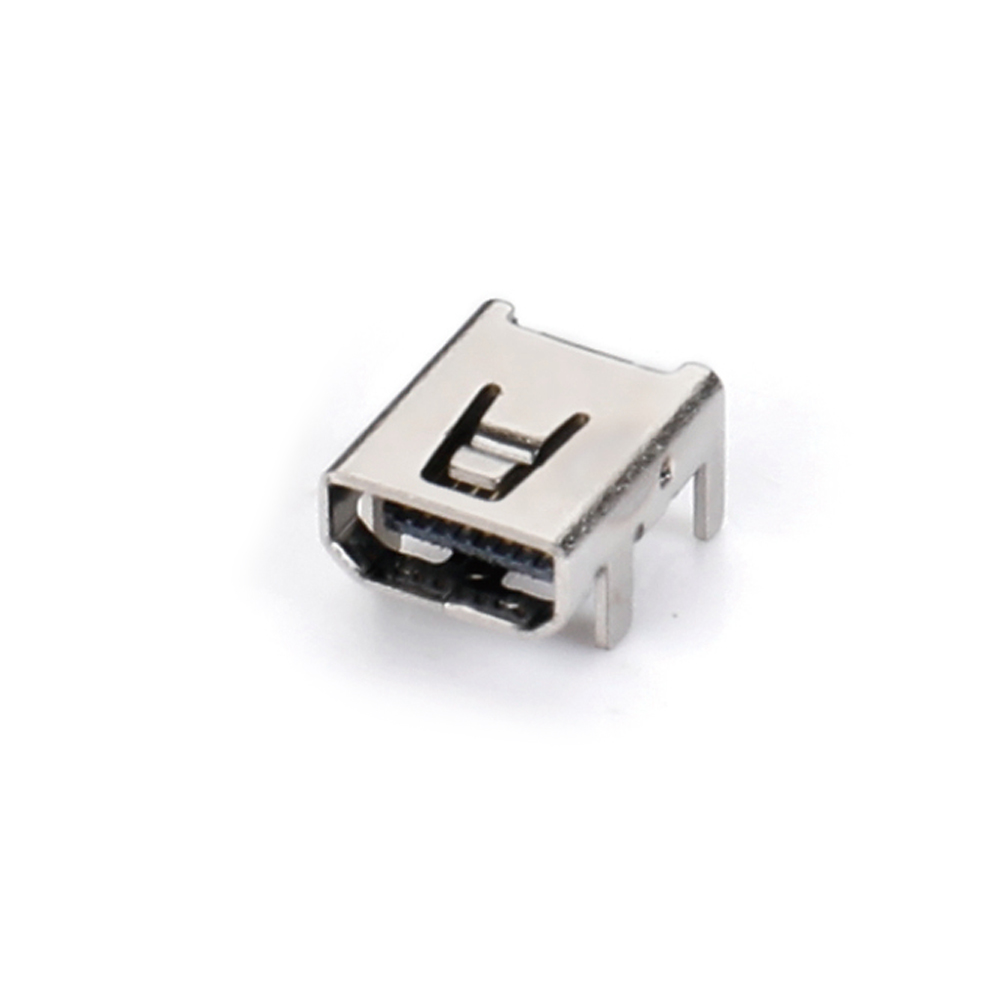 028R-0412 MINI USB 8F SMT 90 degree four pin plug-in board with column H3.85 (double chamfered)