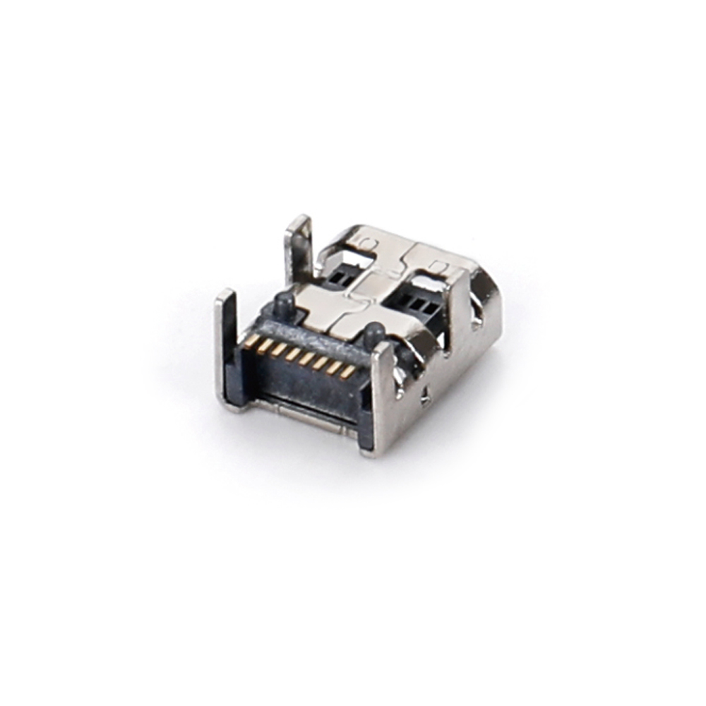 028R-0412 MINI USB 8F SMT 90 degree four pin plug-in board with column H3.85 (double chamfered)