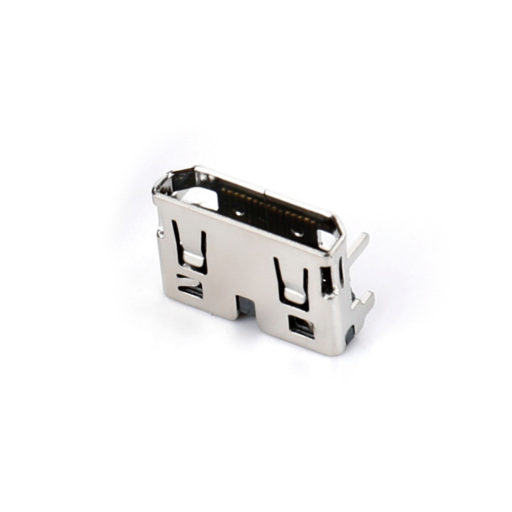 08AT-1210 MINI HDMI 19F SMT elastic four pin plug-in board shell with a foot distance of 4.5 and a double column of 1.0