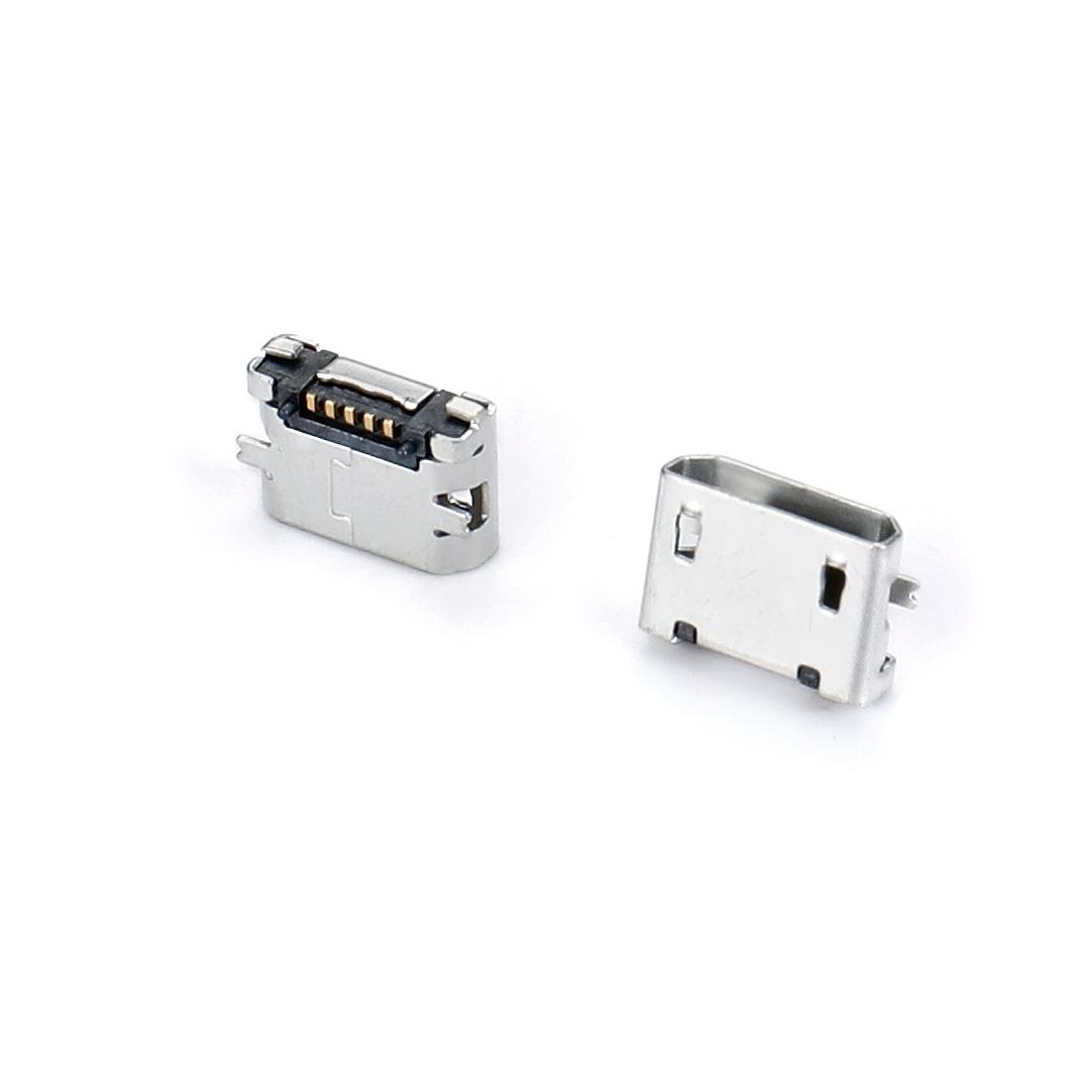 04BT-8136-N Micro USB 5F SMT B type two feet are all attached with short pins and pads with columns without crimping.